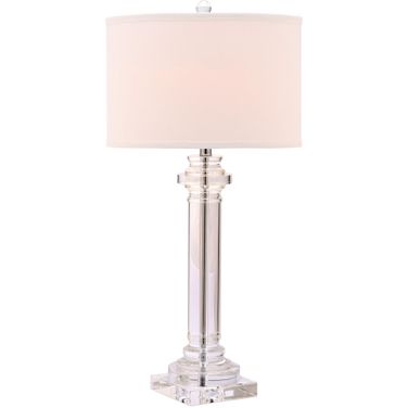 Nina 30 Inch Crystal Column Lamp with Off-White Shade