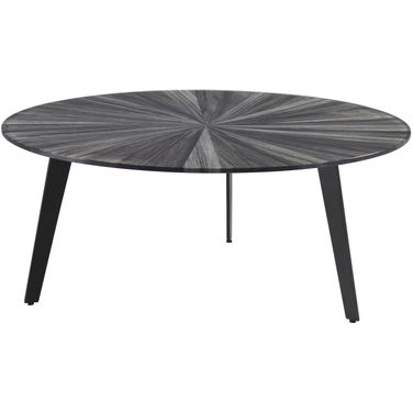 Nina 33 Inch Round Coffee Table with Tempered Glass Top In Gray