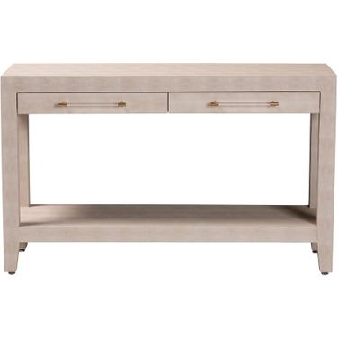 Nira Faux Shagreen Console Table In Beige