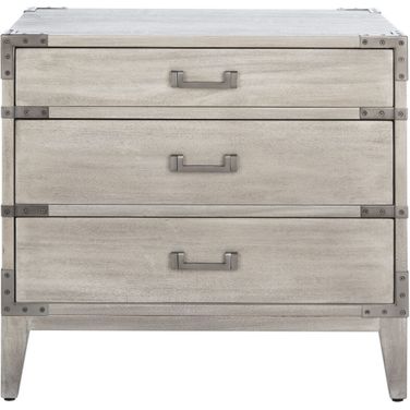 Nisha 3 Drawer Wood Nightstand In Light Grey