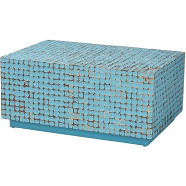 Nitza Coconut Shell and Wood Coffee Table In Blue