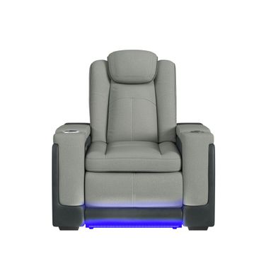 Niven Power Motion Recliner with Power Headrest, LED and Cup Holder In Cement and Charcoal
