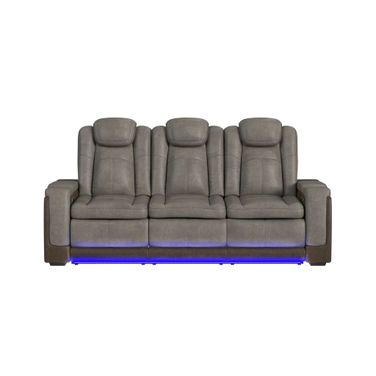 Niven Power Motion Sofa with Power Headrest and LED In Grey and Brown