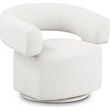 Niya Linen Textured Fabric Swivel Accent Chair In Cream