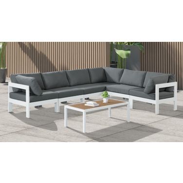 Nizuc Water Resistant Fabric Outdoor Patio 6 Piece Modular Sectional In Grey