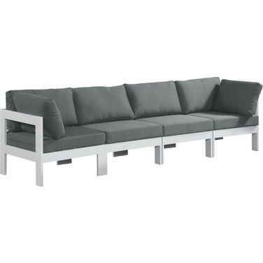 Nizuc Water Resistant Fabric Outdoor Patio 4 Piece Modular Sofa In Grey