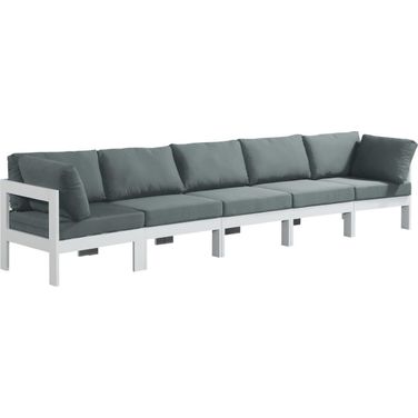 Nizuc Water Resistant Fabric Outdoor Patio 5 Piece Modular Sofa In Grey