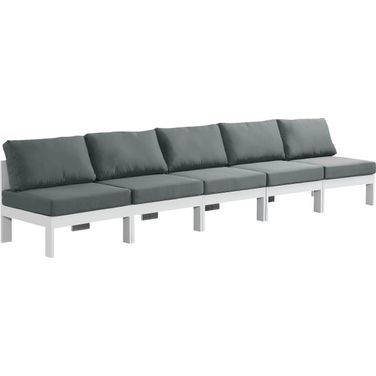 Nizuc Water Resistant Fabric Outdoor Patio 5 Piece Modular Sofa In Grey