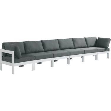 Nizuc Water Resistant Fabric Outdoor Patio 6 Piece Modular Sofa In Grey