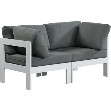 Nizuc Water Resistant Fabric Outdoor Patio 2 Piece Modular Sofa In Grey