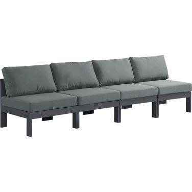 Nizuc Water Resistant Fabric Outdoor Patio 4 Piece Modular Sofa In Grey