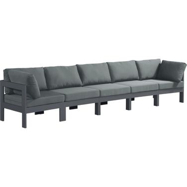 Nizuc Water Resistant Fabric Outdoor Patio 5 Piece Modular Sofa In Grey