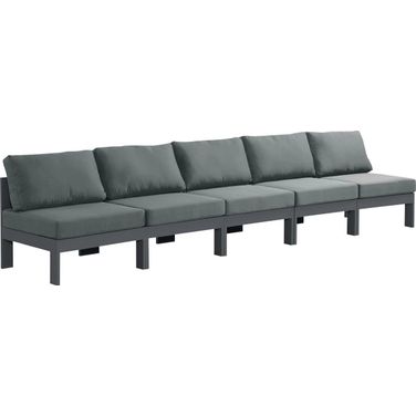 Nizuc Water Resistant Fabric Outdoor Patio 5 Piece Modular Sofa In Grey