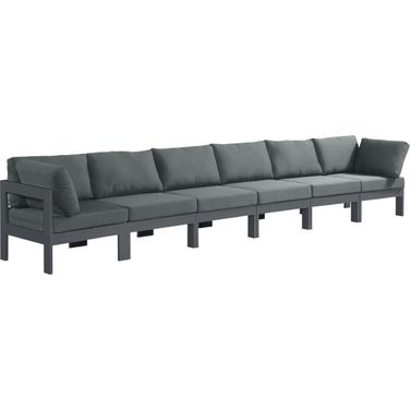 Nizuc Water Resistant Fabric Outdoor Patio 6 Piece Modular Sofa In Grey