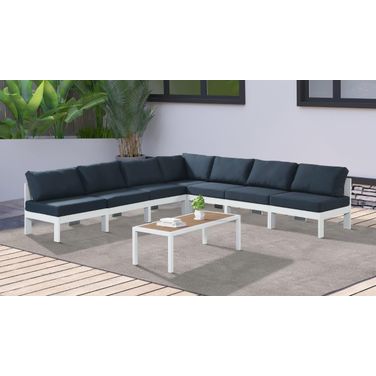Nizuc Water Resistant Fabric Outdoor Patio 7 Piece Modular Sectional In Navy