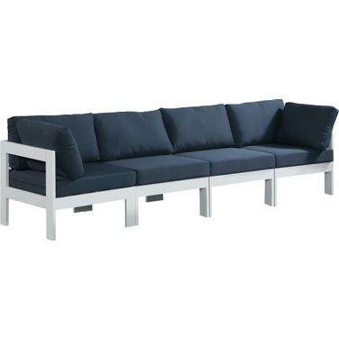 Nizuc Water Resistant Fabric Outdoor Patio 4 Piece Modular Sofa In Navy