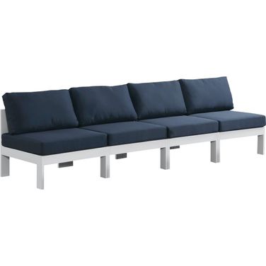 Nizuc Water Resistant Fabric Outdoor Patio 4 Piece Modular Sofa In Navy