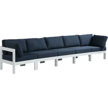 Nizuc Water Resistant Fabric Outdoor Patio 5 Piece Modular Sofa In Navy