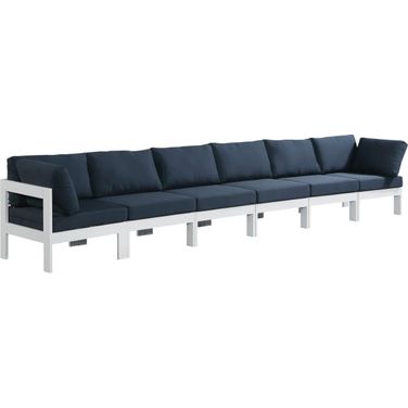 Nizuc Water Resistant Fabric Outdoor Patio 6 Piece Modular Sofa In Navy