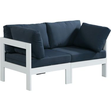Nizuc Water Resistant Fabric Outdoor Patio 2 Piece Modular Sofa In Navy