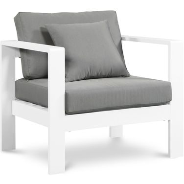Nizuc Water Resistant Fabric Outdoor Patio Aluminum Arm Chair In Grey/White