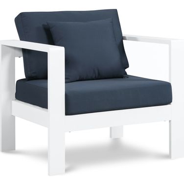 Nizuc Water Resistant Fabric Outdoor Patio Aluminum Arm Chair In Navy