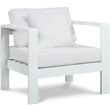 Nizuc Water Resistant Fabric Outdoor Patio Aluminum Arm Chair In White