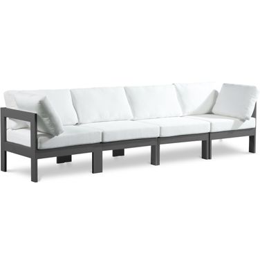 Nizuc Water Resistant Fabric Outdoor Patio 4 Piece Modular Sofa In White