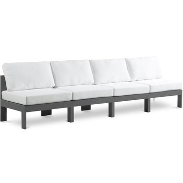 Nizuc Water Resistant Fabric Outdoor Patio 4 Piece Modular Sofa In White