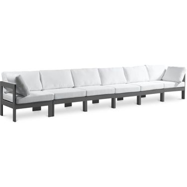 Nizuc Water Resistant Fabric Outdoor Patio 6 Piece Modular Sofa In White