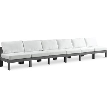 Nizuc Water Resistant Fabric Outdoor Patio 6 Piece Modular Sofa In White