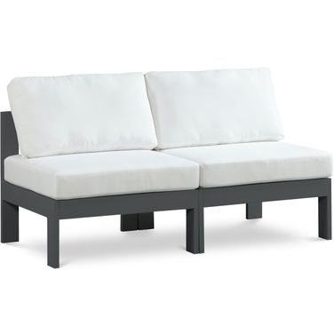 Nizuc Water Resistant Fabric Outdoor Patio 2 Piece Modular Sofa In White