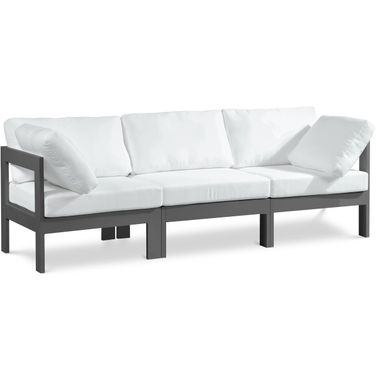 Nizuc Water Resistant Fabric Outdoor Patio 3 Piece Modular Sofa In White