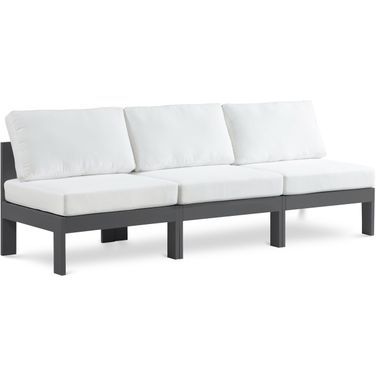 Nizuc Water Resistant Fabric Outdoor Patio 3 Piece Modular Sofa In White