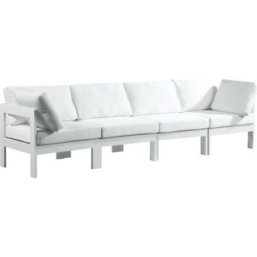 Nizuc Water Resistant Fabric Outdoor Patio 4 Piece Modular Sofa In White