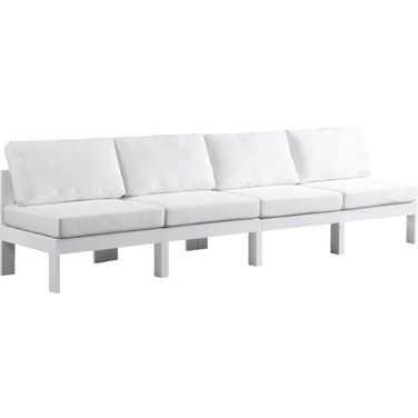 Nizuc Water Resistant Fabric Outdoor Patio 4 Piece Modular Sofa In White