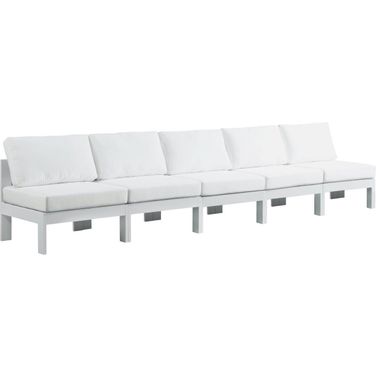 Nizuc Water Resistant Fabric Outdoor Patio 5 Piece Modular Sofa In White