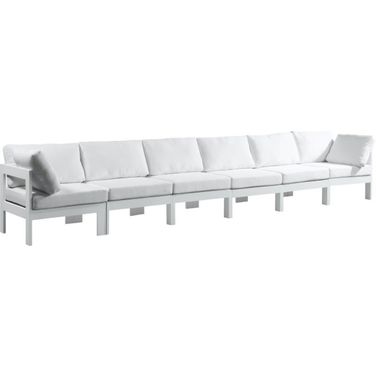 Nizuc Water Resistant Fabric Outdoor Patio 6 Piece Modular Sofa In White