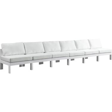 Nizuc Water Resistant Fabric Outdoor Patio 6 Piece Modular Sofa In White
