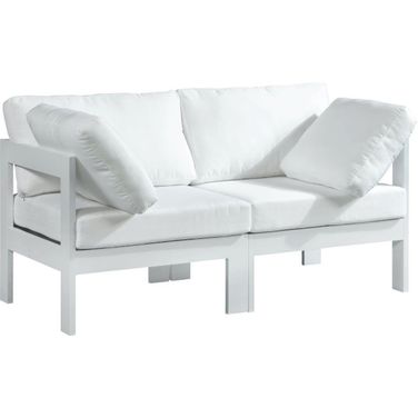 Nizuc Water Resistant Fabric Outdoor Patio 2 Piece Modular Sofa In White