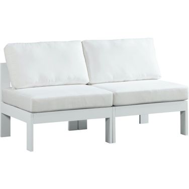 Nizuc Water Resistant Fabric Outdoor Patio 2 Piece Modular Sofa In White