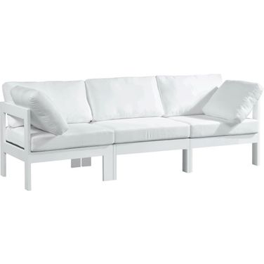 Nizuc Water Resistant Fabric Outdoor Patio 3 Piece Modular Sofa In White