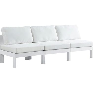 Nizuc Water Resistant Fabric Outdoor Patio 3 Piece Modular Sofa In White