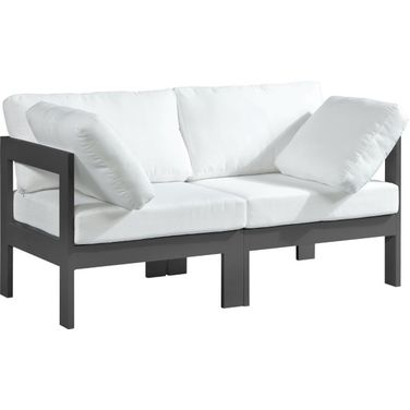 Nizuc Water Resistant Fabric Outdoor Patio 2 Piece Modular Sofa In White