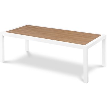 Nizuc Wood Look Accent Paneling Outdoor Patio Aluminum Coffee Table In Brown