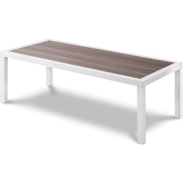 Nizuc Wood Look Accent Paneling Outdoor Patio Aluminum Coffee Table In Grey