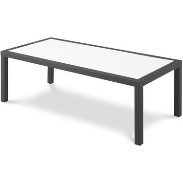 Nizuc Wood Look Accent Paneling Outdoor Patio Aluminum Coffee Table In White