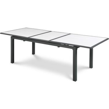 Nizuc Wood Look Accent Paneling Outdoor Patio Aluminum Dining Table In White