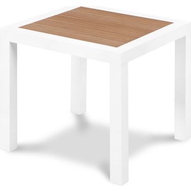 Nizuc Wood Look Accent Paneling Outdoor Patio Aluminum End Table In Brown
