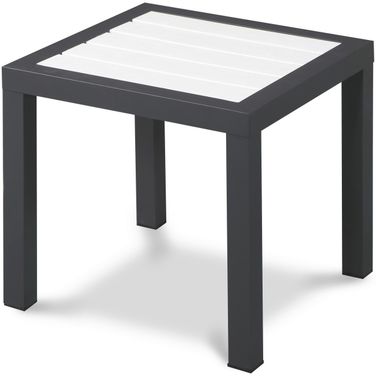 Nizuc Wood Look Accent Paneling Outdoor Patio Aluminum End Table In White